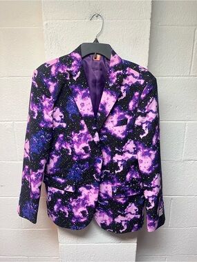 OppoSuits Purple Galaxy Print Blazer